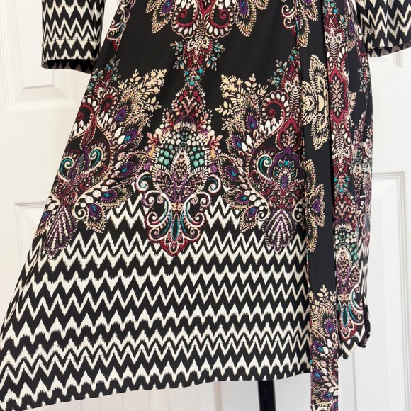 NWT DM Collection Black Multi Print Jeraldeen Jersey Shirt Dress 8 - Picture 12 of 16
